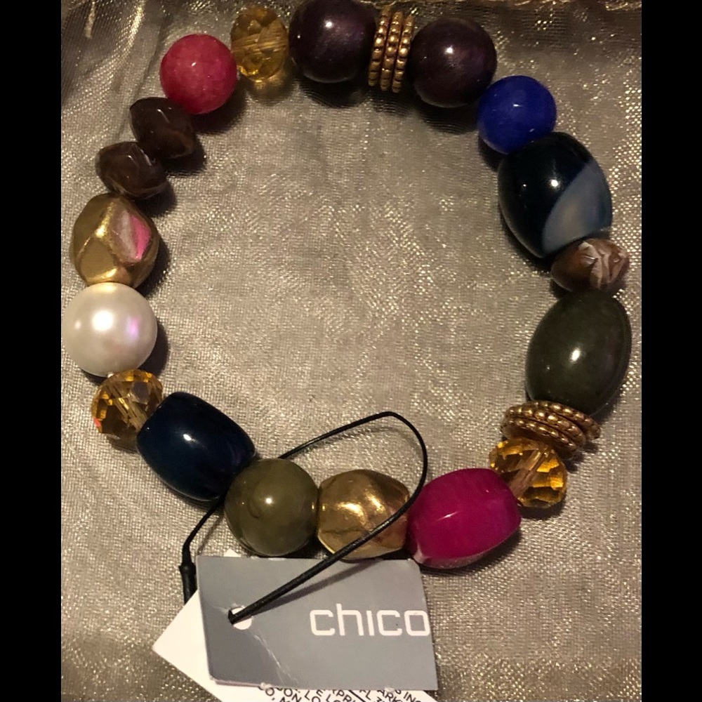 Chico’s Beaded Bracelet - Stretch, Jewel Tone Beads, Multi-colored, Beautiful!
